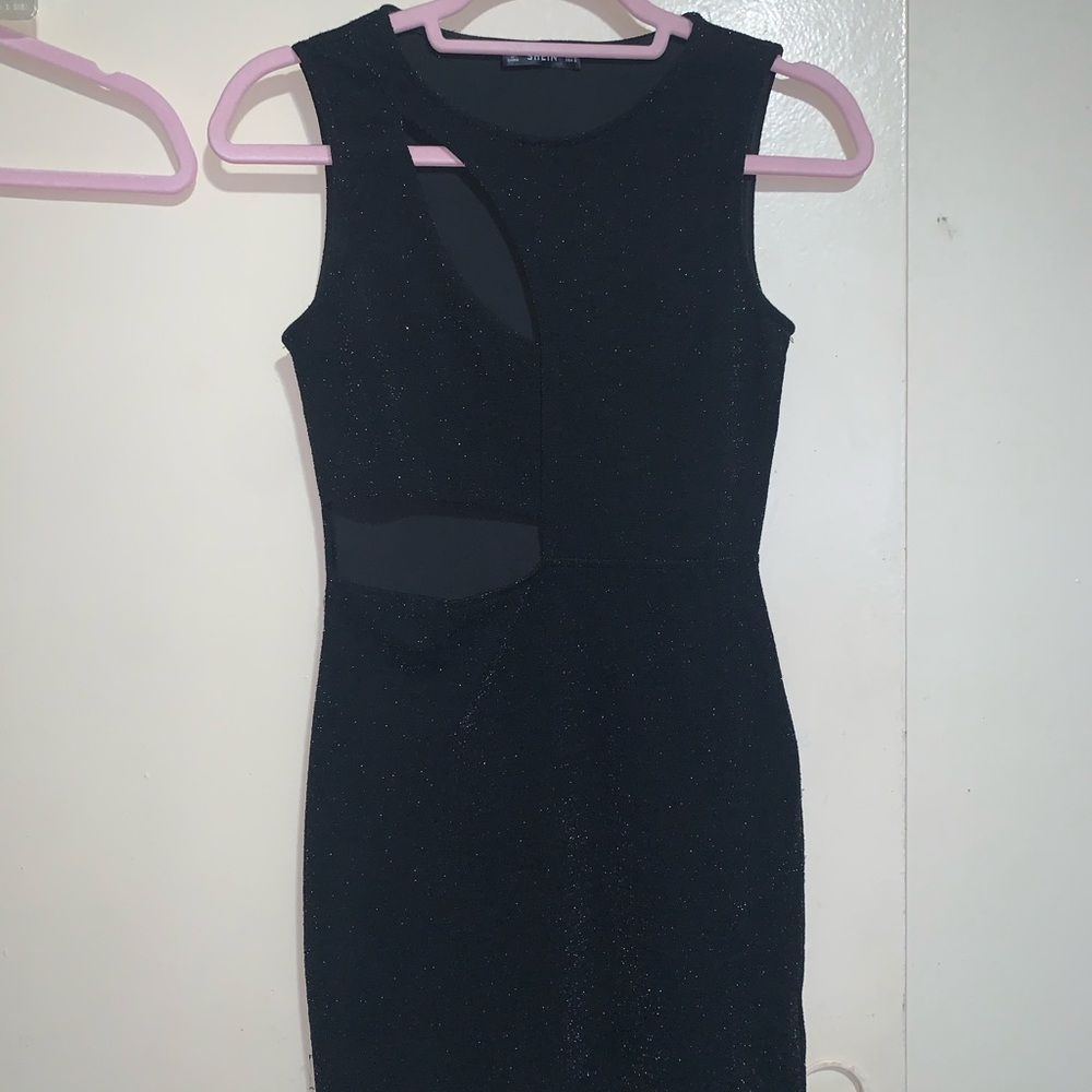 Black shiny dress